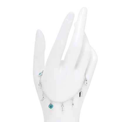 Tiffany Sterling Silver Enamel Love Notes Charm Bracelet Blue 2 of 6