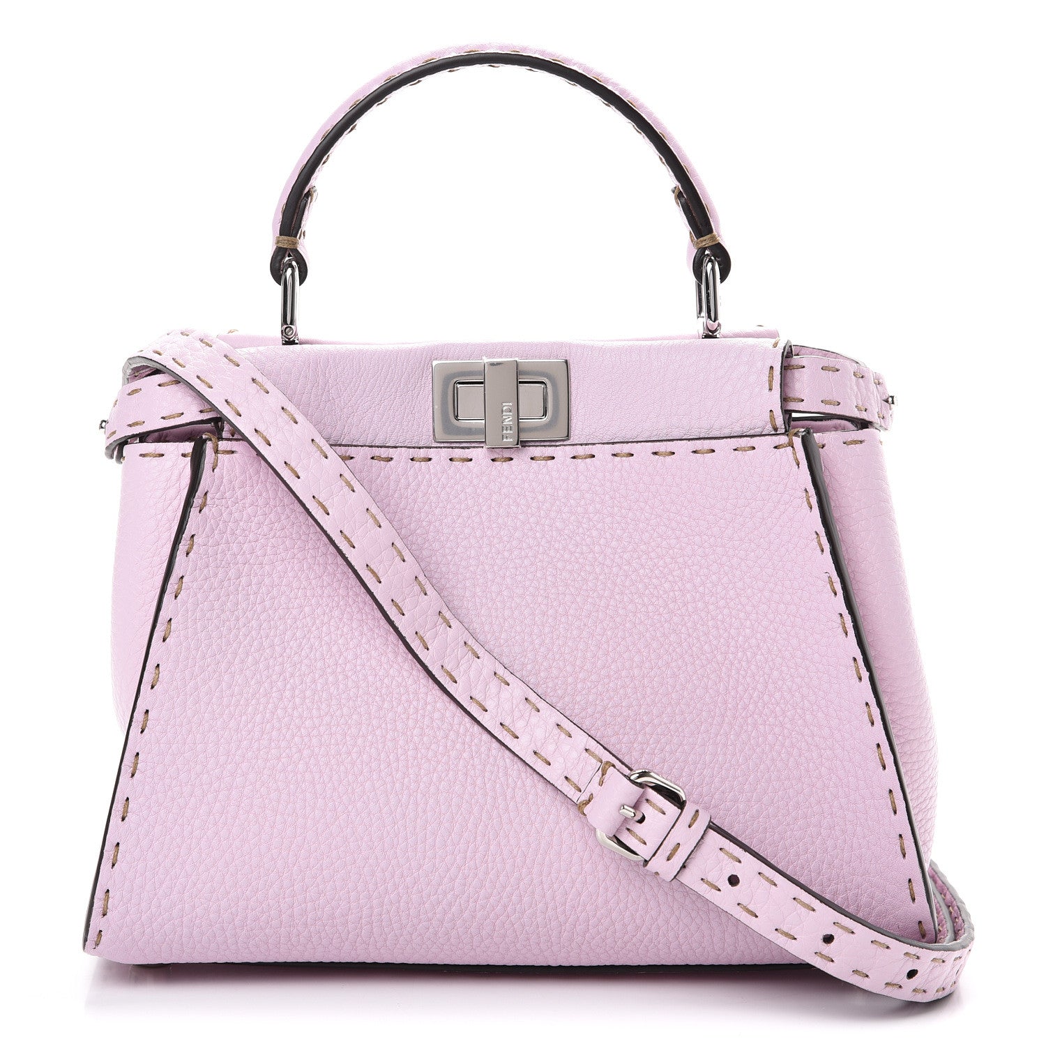 Fendi Cuoio Romano Selleria Mini Peekaboo Iconic Satchel Anemone 1 of 11