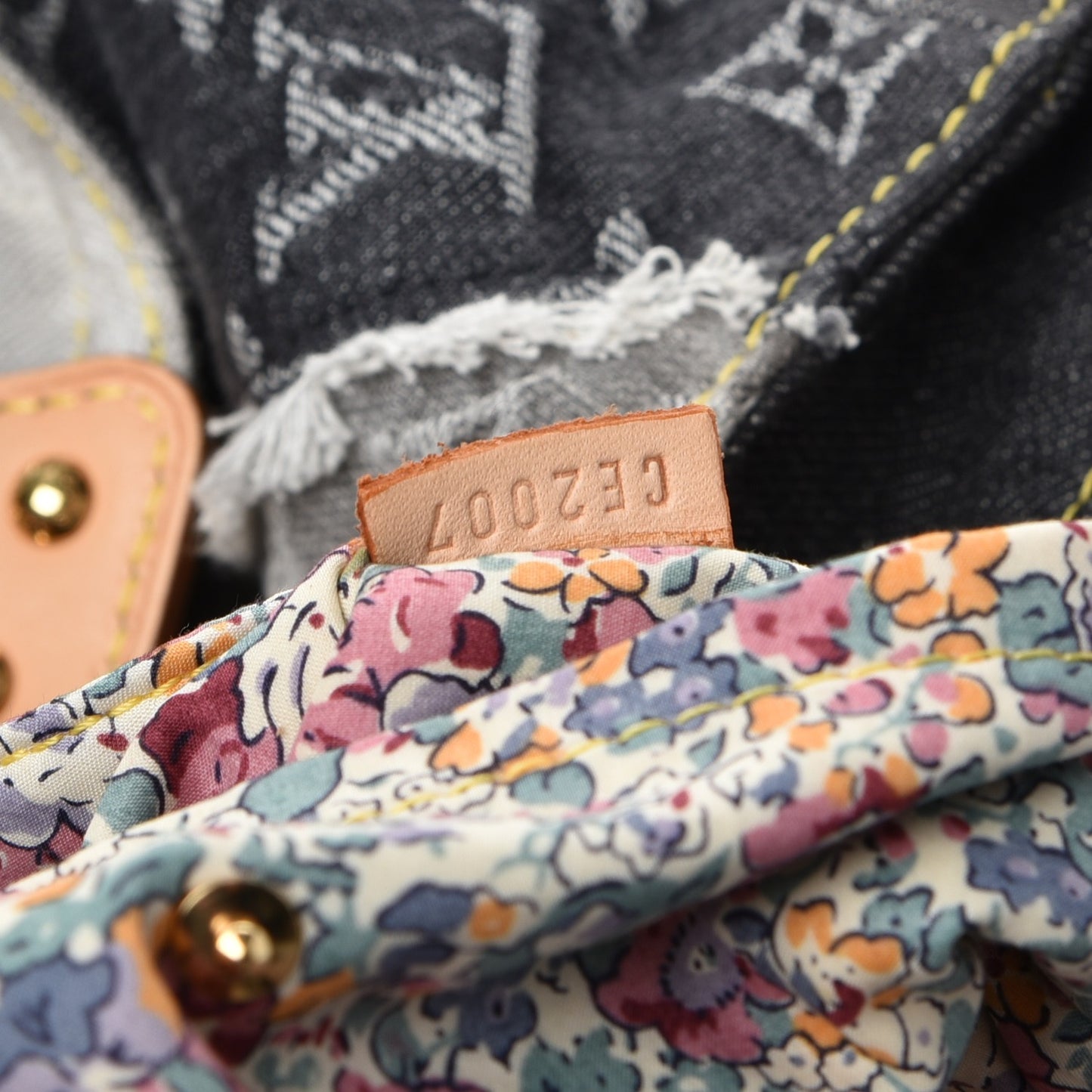 Denim Patchwork Cabby Tote Grey