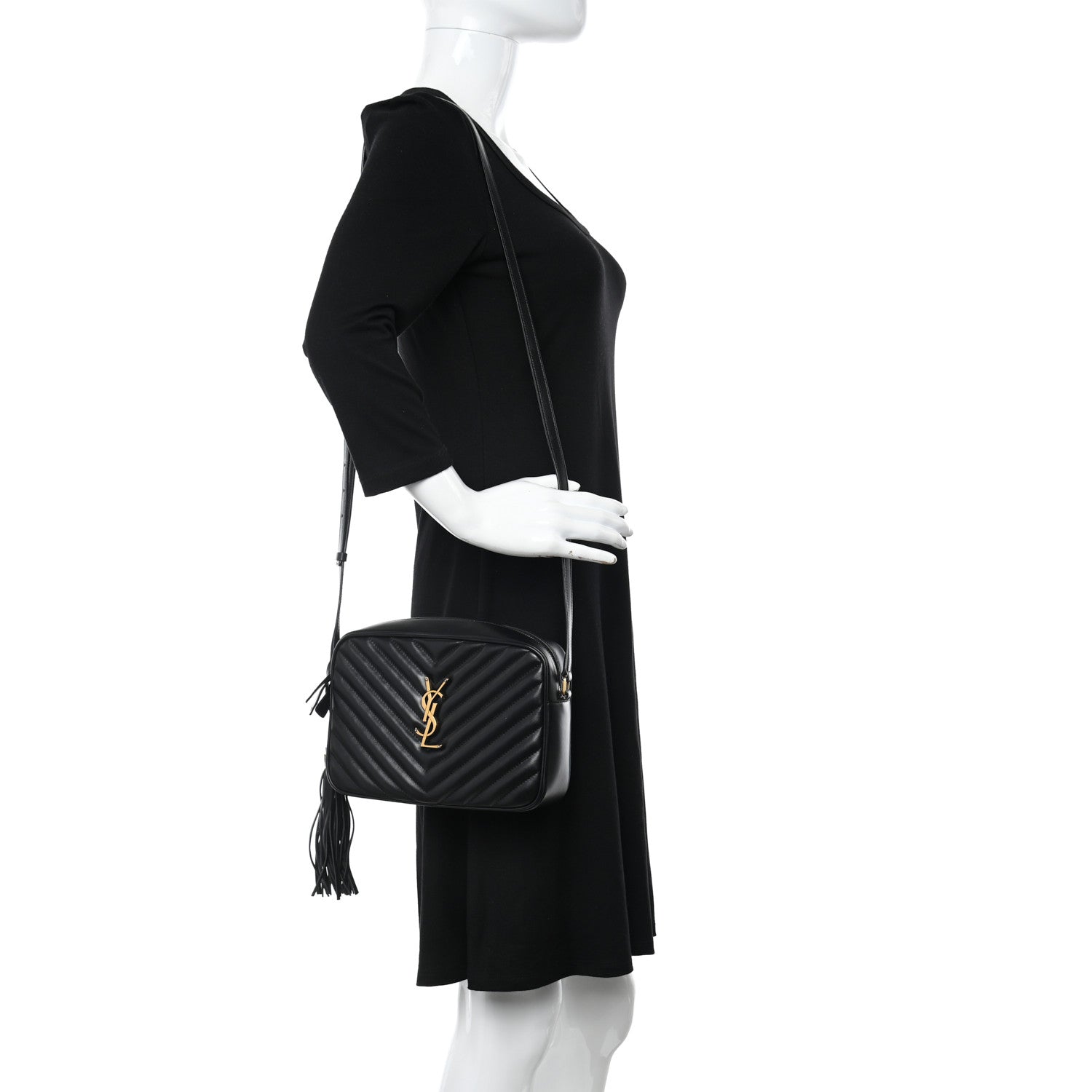 Saint Laurent Calfskin Matelasse Monogram Lou Camera Bag Black 2 of 11