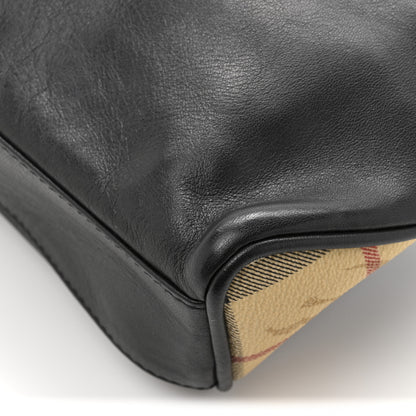 Burberry Calfskin Haymarket Check Horn Toggle Shoulder Bag Black Black 11 of 12