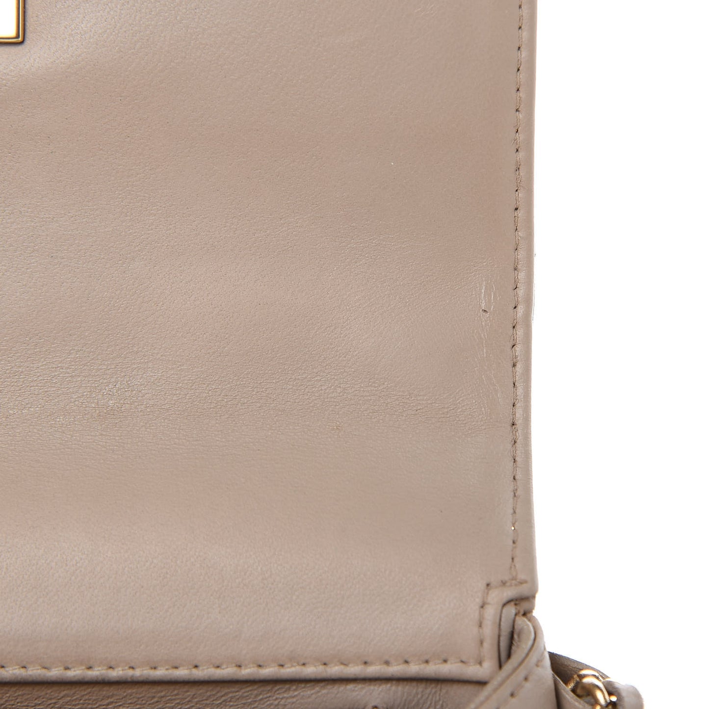 Lambskin Extra Mini Chocolate Bar Pearl Chain Flap Beige