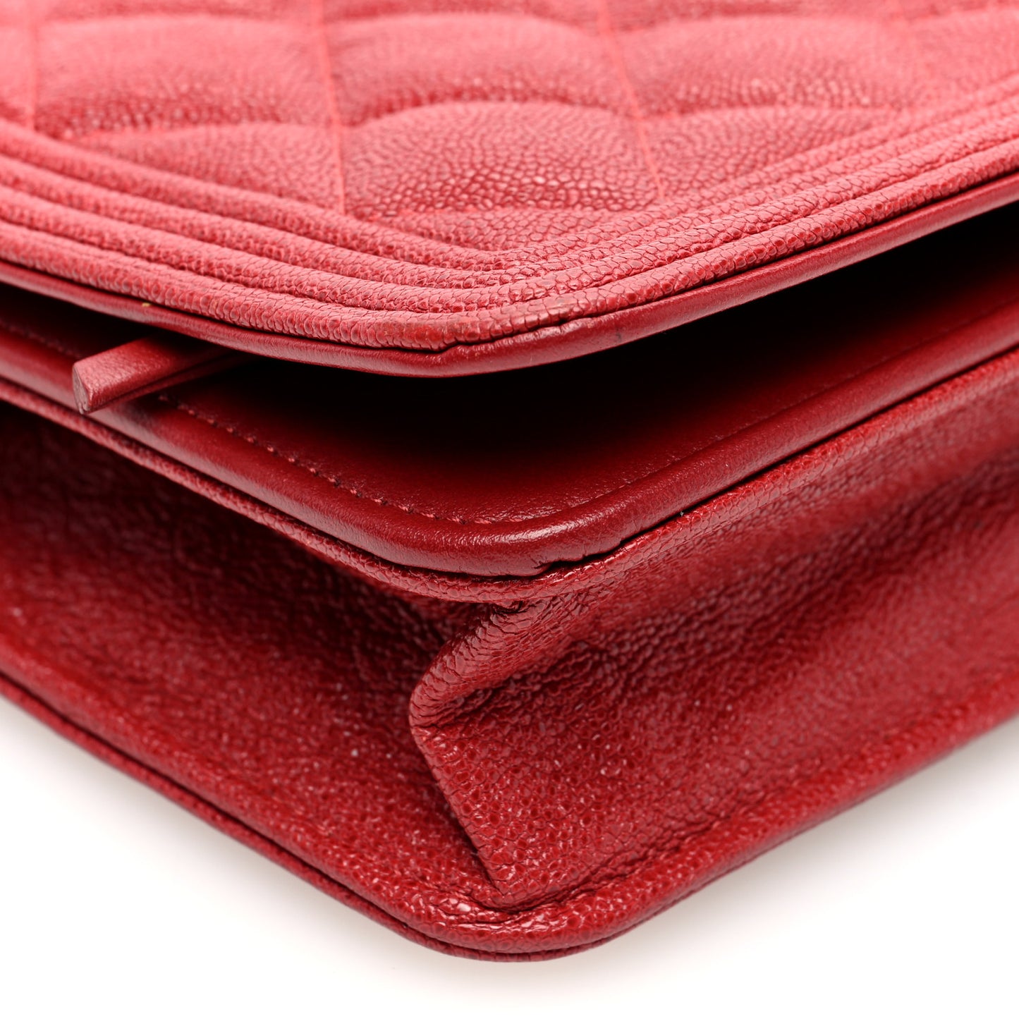 Caviar Quilted Boy Wallet On Chain WOC Red