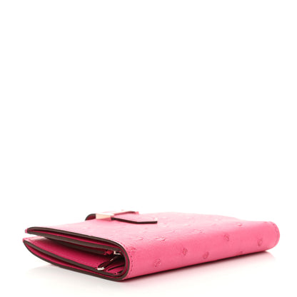 Hermes Ostrich Bearn Compact Wallet Rose Tyrien 4 of 9