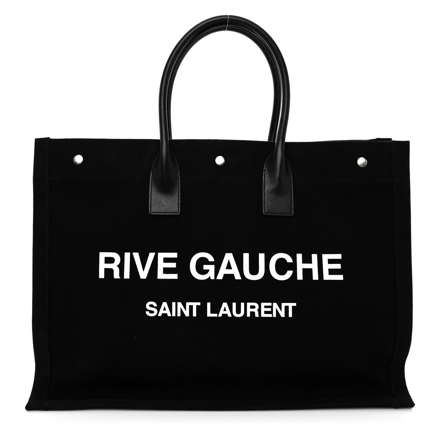 Saint Laurent Linen Calfskin Rive Gauche Tote Black 1 of 9