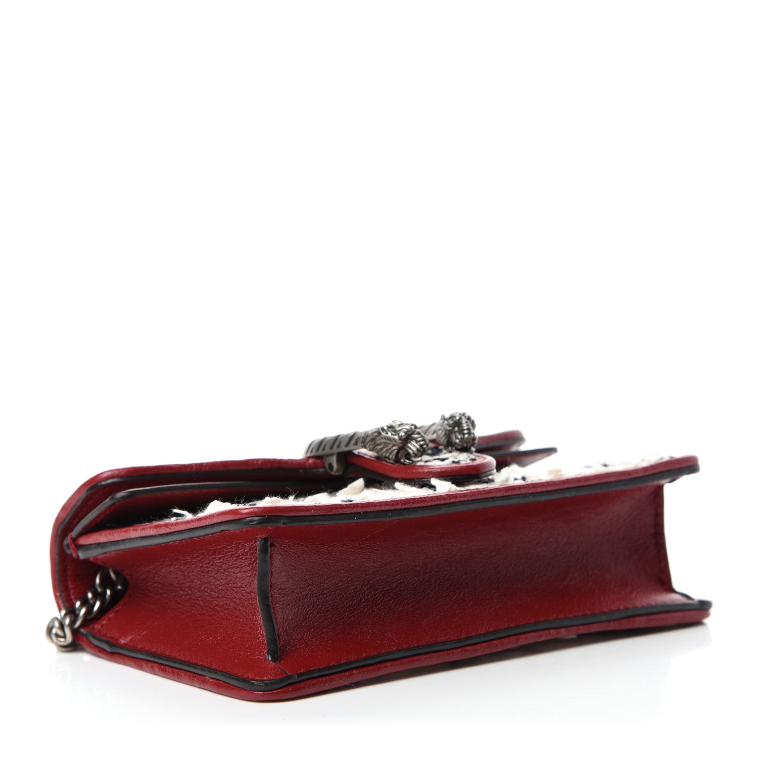 Gucci Tweed GG Monogram Super Mini Dionysus Shoulder Bag White Black Romantic Cherry 4 of 10