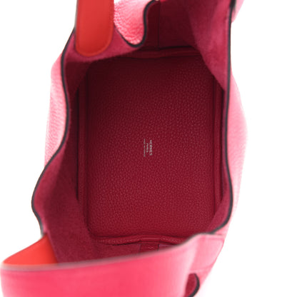 Hermes Taurillon Clemence Swift Eclat Picotin Lock 18 PM Rose Mexico Rouge De Coeur 5 of 8