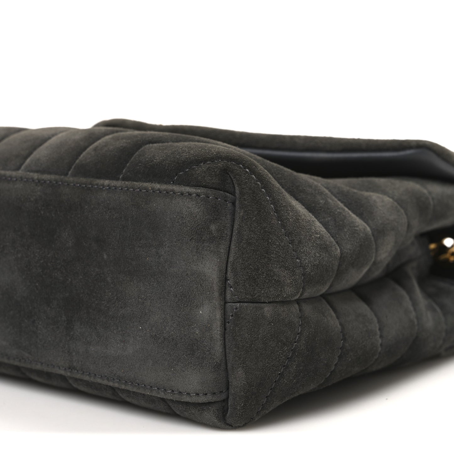 Suede Y Quilted Monogram Small Loulou Chain Satchel Storm