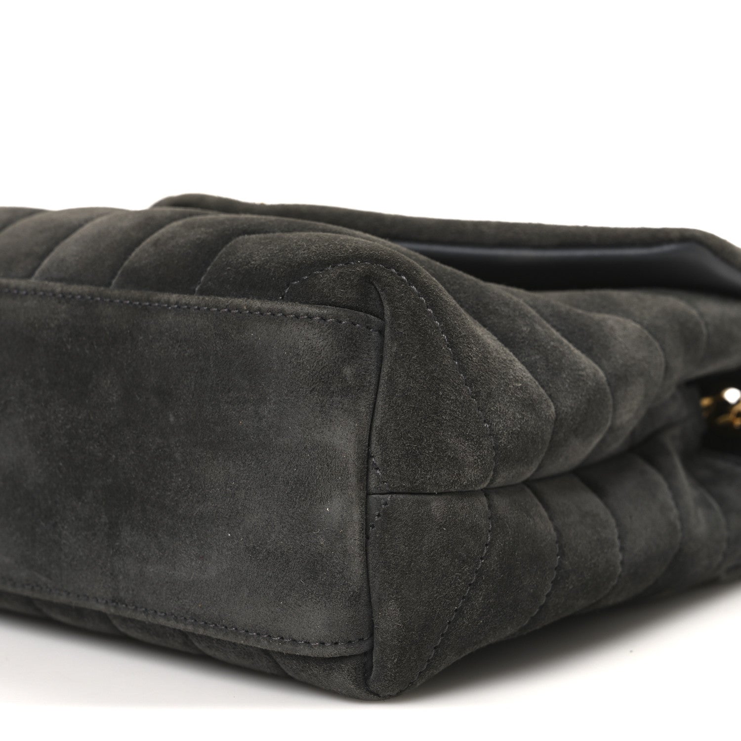 Saint Laurent Suede Y Quilted Monogram Small Loulou Chain Satchel Storm 10 of 11