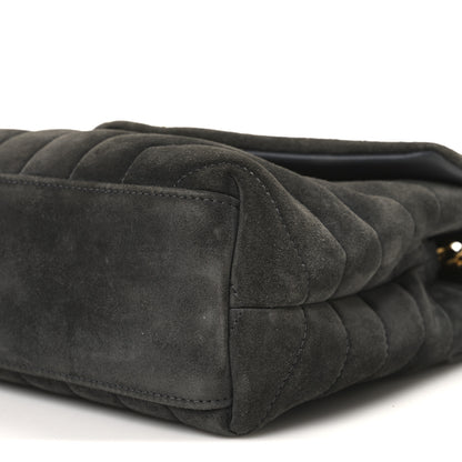 Saint Laurent Suede Y Quilted Monogram Small Loulou Chain Satchel Storm 10 of 11