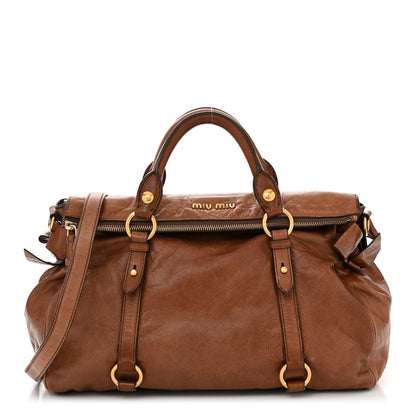 Miu Miu Vitello Lux Bow Bag Brown 1 of 12