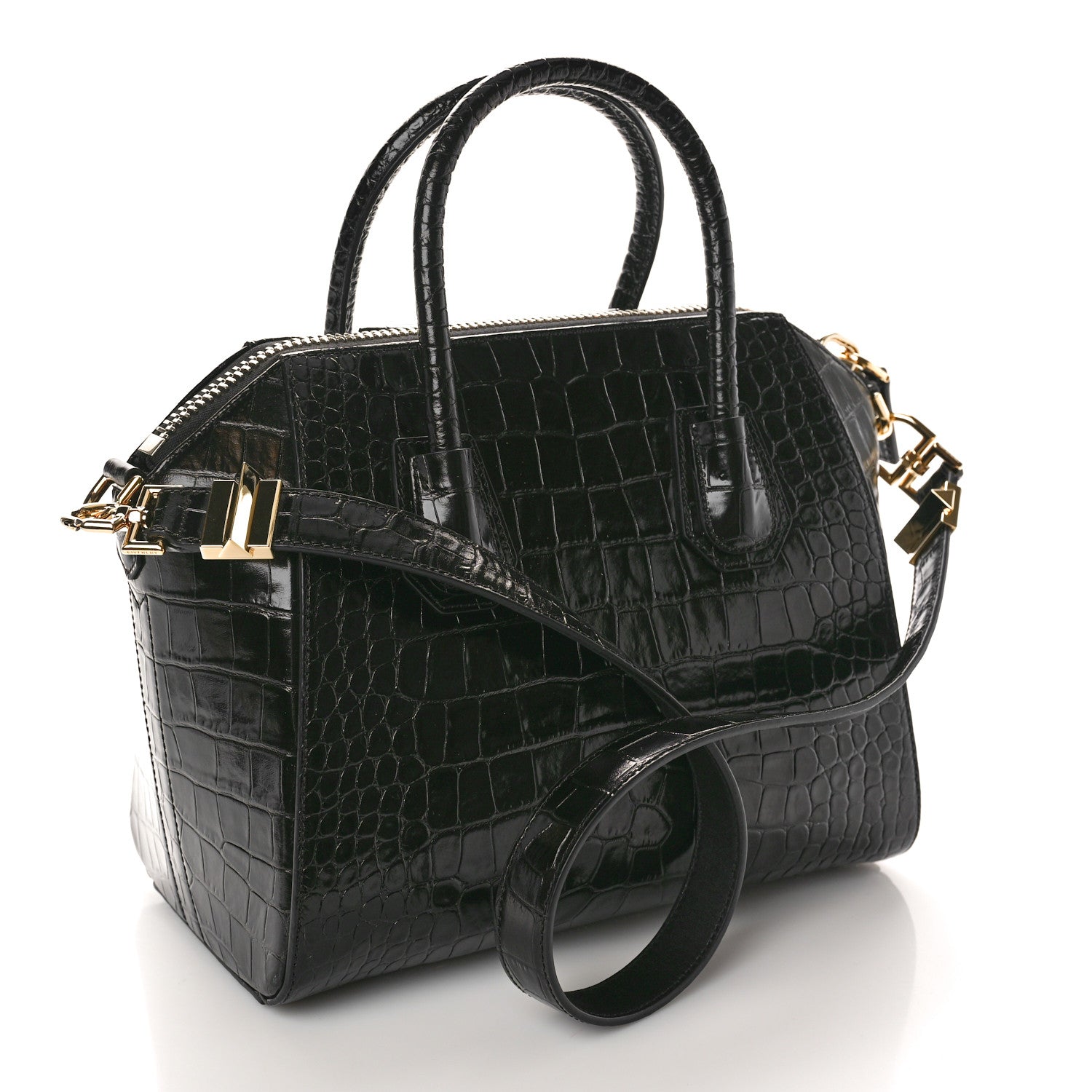 Givenchy Calfskin Crocodile Embossed Small Antigona Black 2 of 10