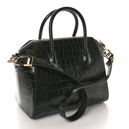 Givenchy Calfskin Crocodile Embossed Small Antigona Black 2 of 10