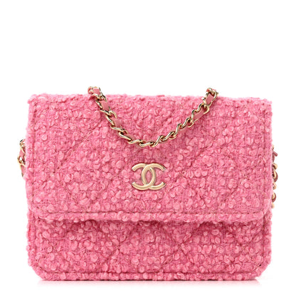 Chanel Tweed Quilted Flap Chain Waist Bag Pink 1 of 8