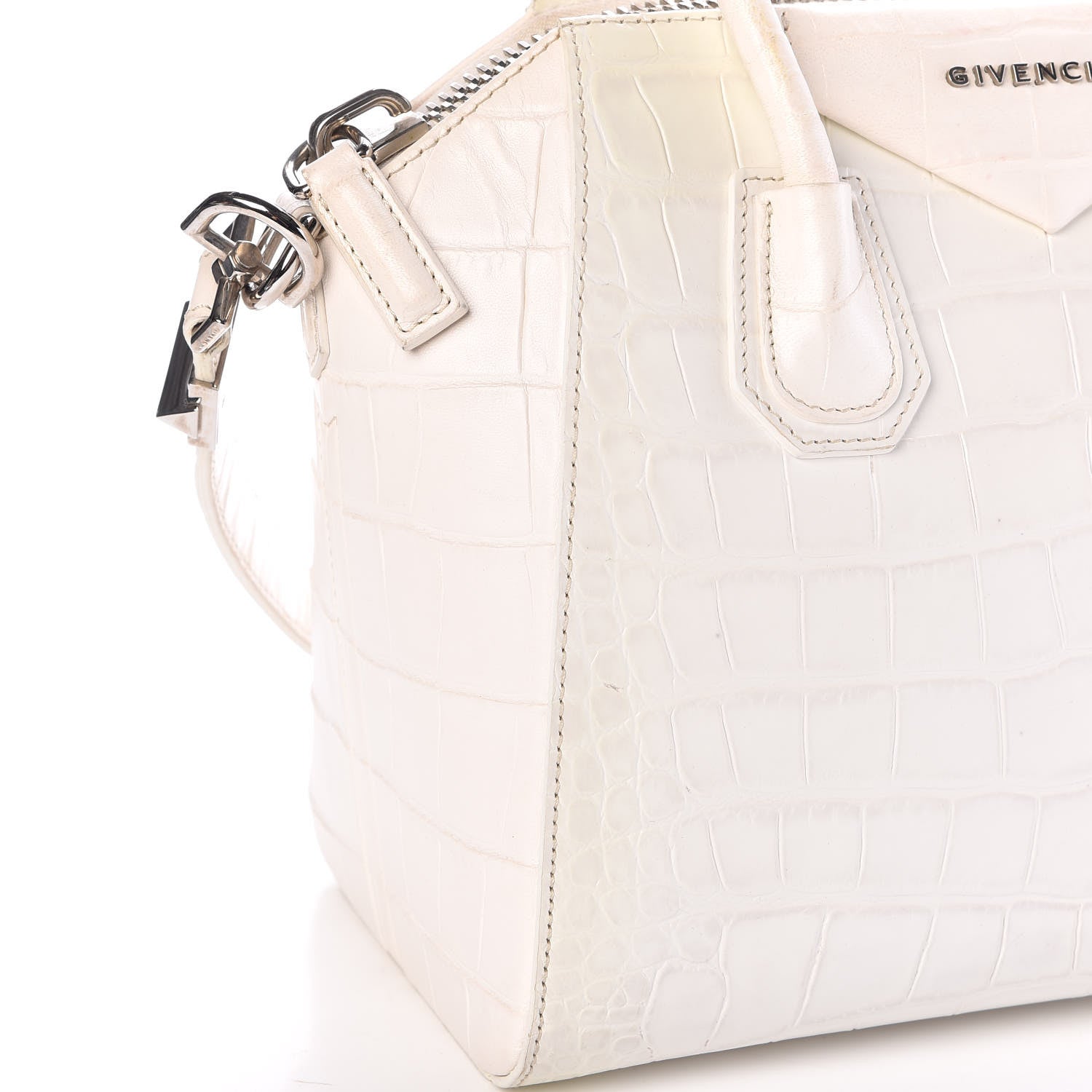 Givenchy Calfskin Crocodile Embossed Small Antigona White 9 of 26