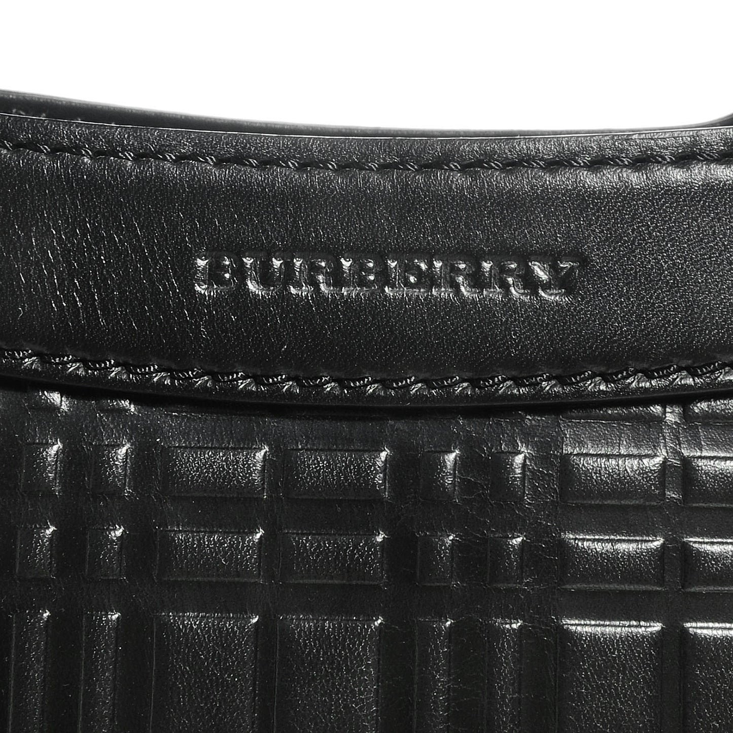 Leather Check Embossed Tote Black