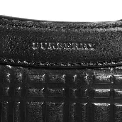 Burberry Leather Check Embossed Tote Black 6 of 9