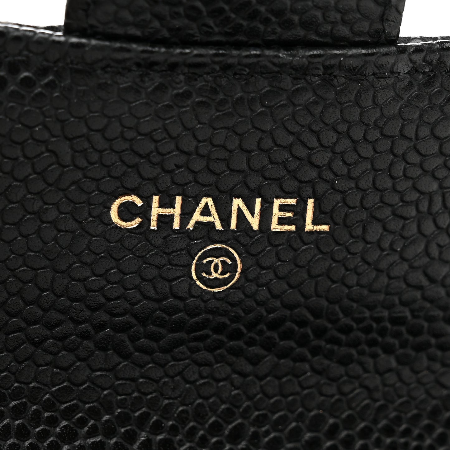 Caviar Quilted Flap Card Holder Wallet Black