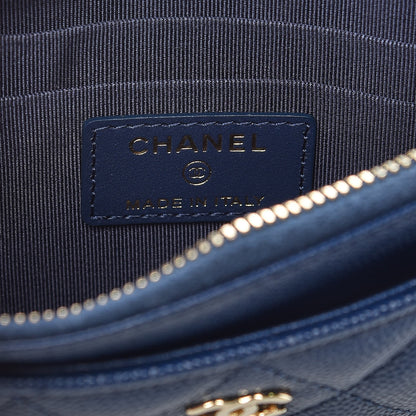 Chanel Iridescent Caviar Quilted Classic Zip Pouch Navy 8 of 10