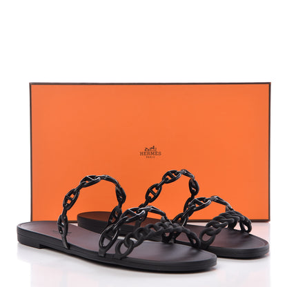 Hermes Rubber Chaine d'Ancre Rivage Sandals 38 Black 8 of 8
