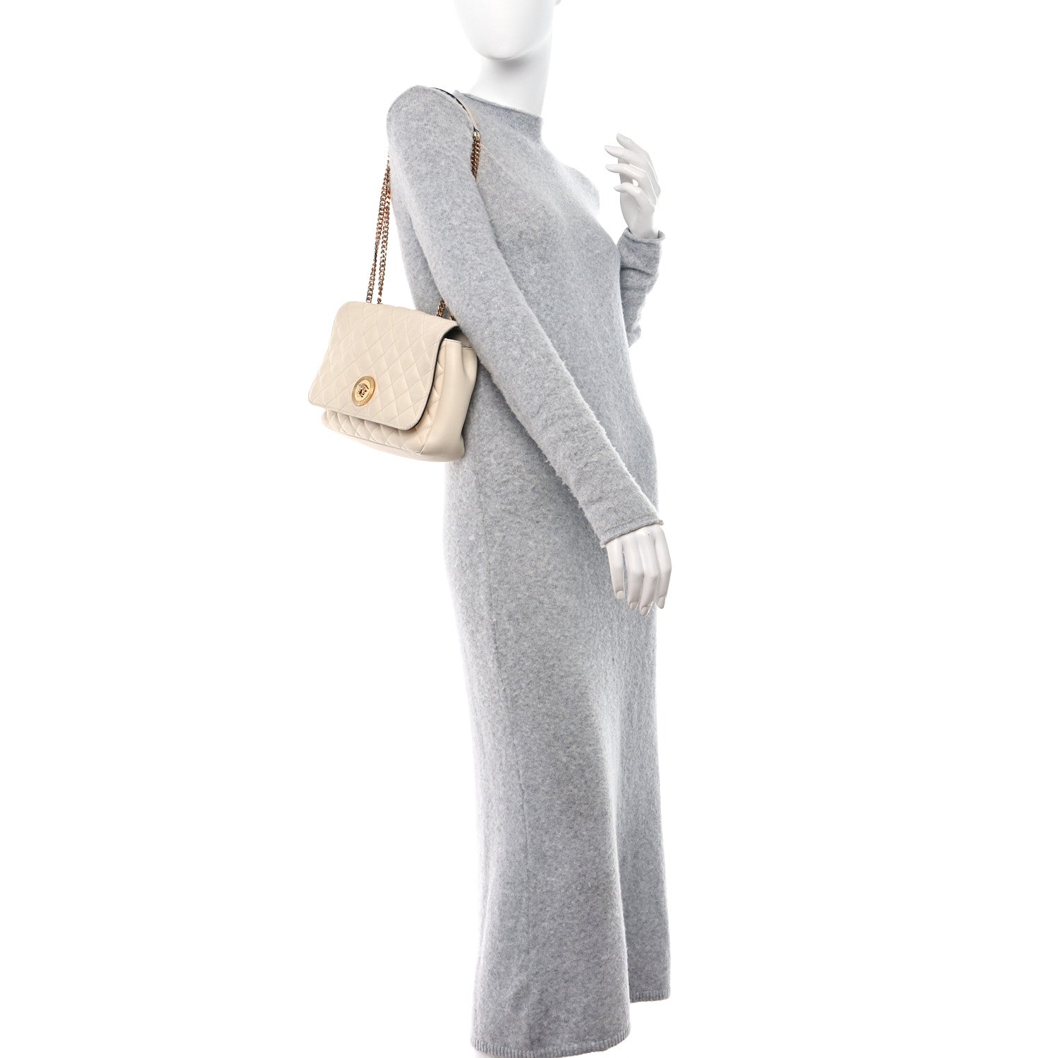 Versace Nappa Quilted Medusa Chain Crossbody Beige 2 of 16