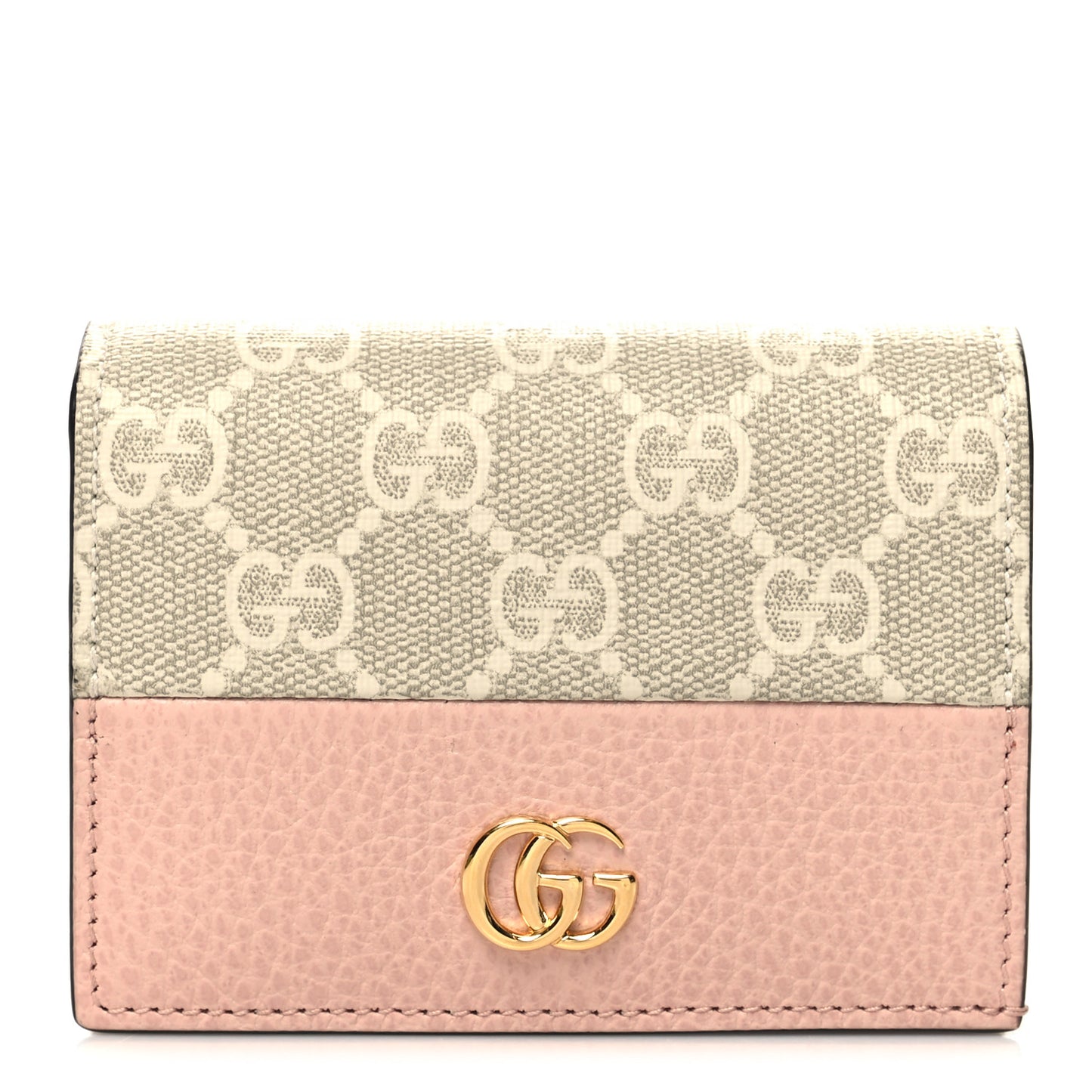 Dollar Calfskin GG Supreme Monogram GG Marmont Card Case Perfect Pink Beige Mystic White