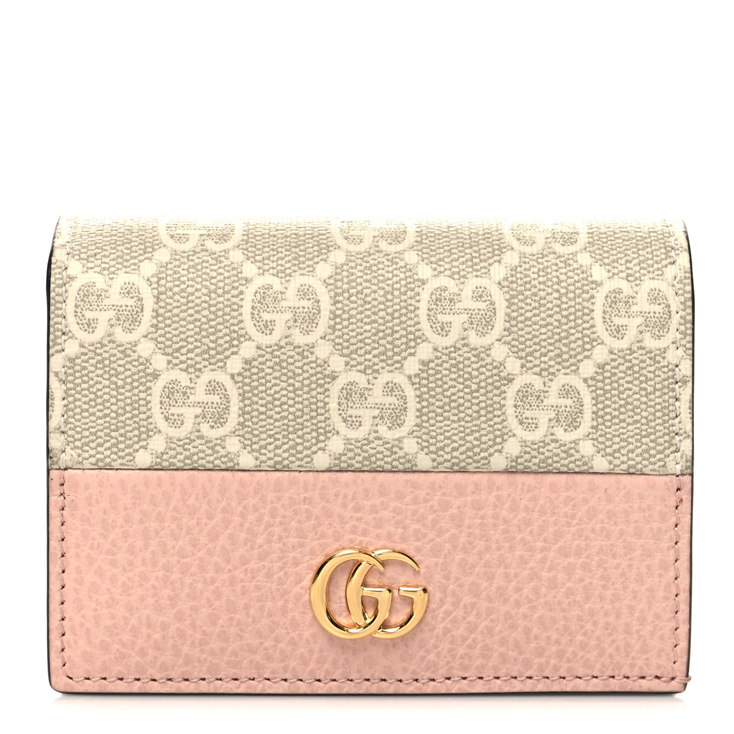 Gucci Dollar Calfskin GG Supreme Monogram GG Marmont Card Case Perfect Pink Beige Mystic White 1 of 11