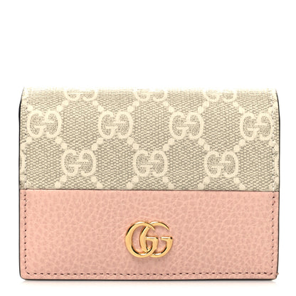 Gucci Dollar Calfskin GG Supreme Monogram GG Marmont Card Case Perfect Pink Beige Mystic White 1 of 11