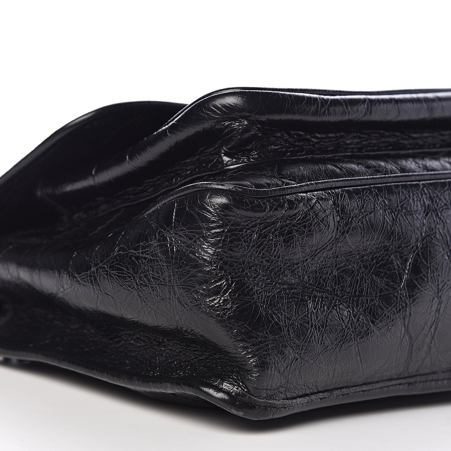 Crinkled Calfskin Matelasse Monogram Medium Niki Chain Satchel Black