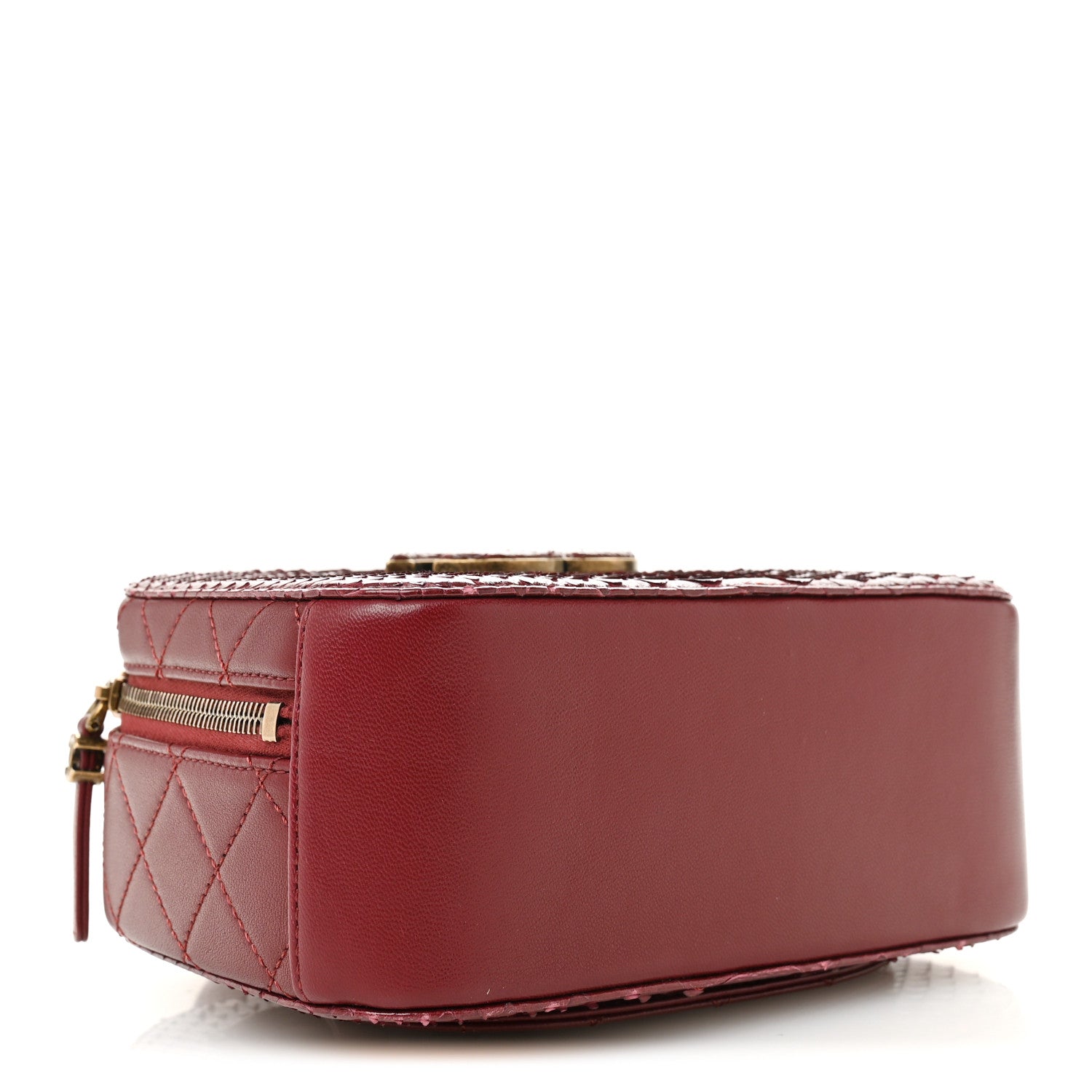 Chanel Snakeskin Calfskin Quilted Small Coco Curve Vanity Burgundy 4 of 14