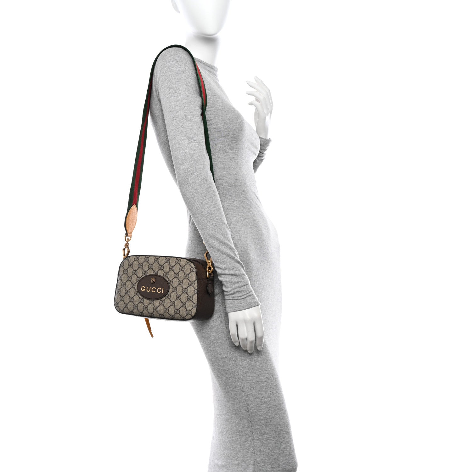 Gucci GG Supreme Monogram Web Neo Vintage Shoulder Bag Beige New Acero Crop 2 of 14
