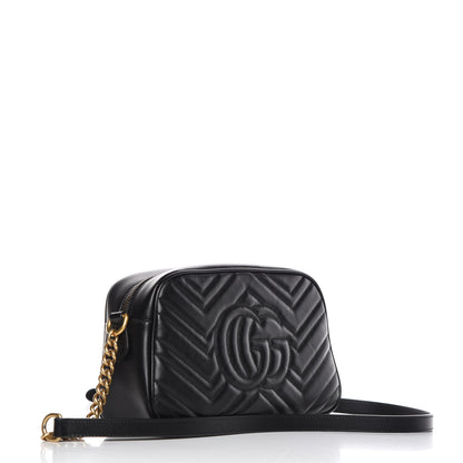 Gucci Calfskin Matelasse Small GG Marmont Chain Shoulder Bag Black 3 of 10