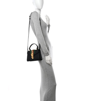Gucci Calfskin Mini Sylvie Top Handle Bag Black 2 of 17
