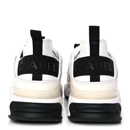 Chanel Velvet Calfskin Mixed Fibers CC Sneakers 38.5 Ivory Black 5 of 10