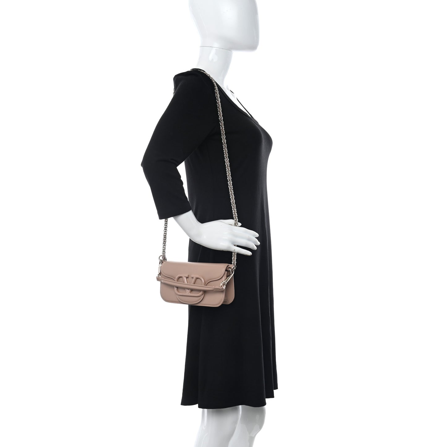 Calfskin Enamel Vlogo Small Loco Shoulder Bag Rose Cannelle