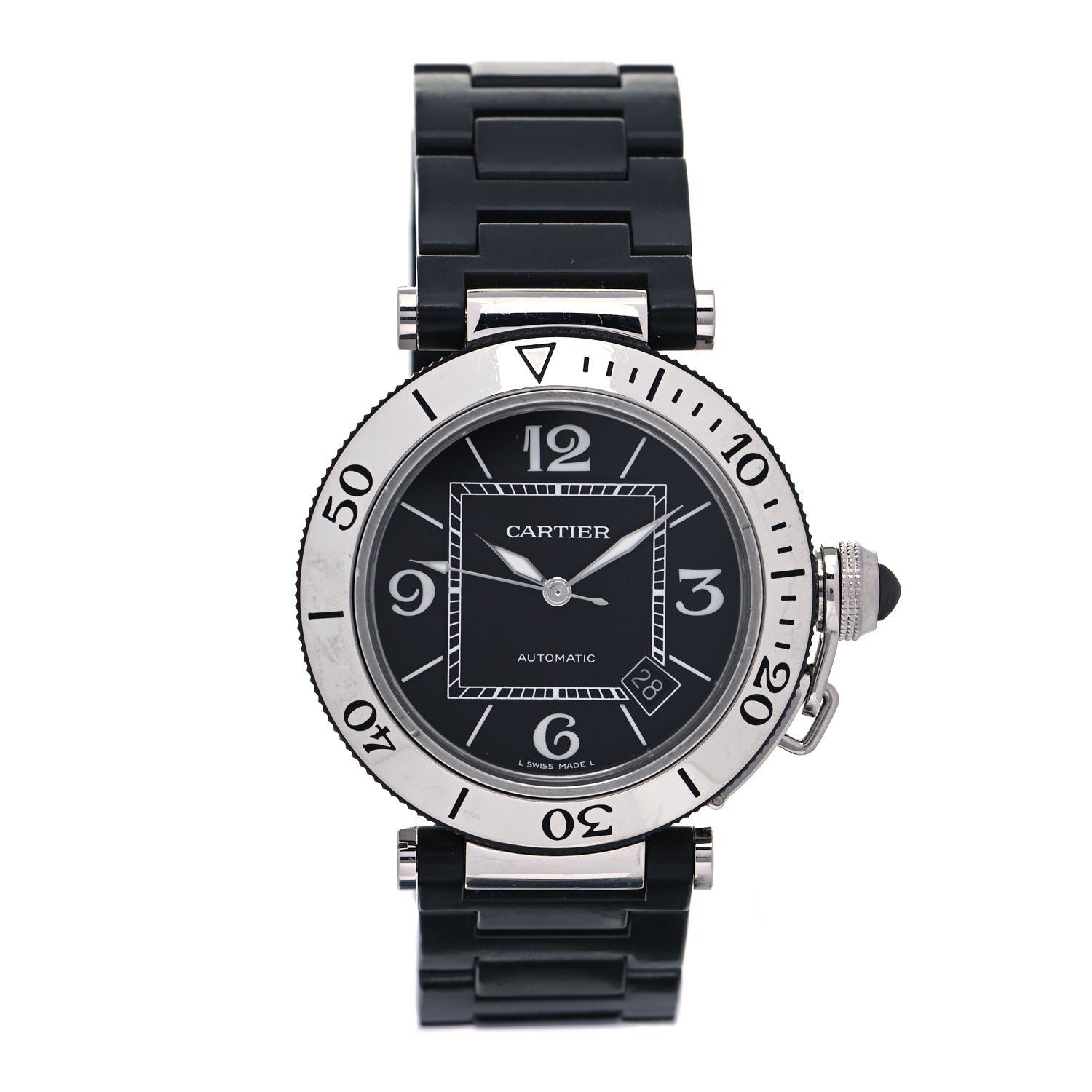 Cartier Stainless Steel Rubber 40mm Pasha C Seatimer Automatic Watch Black 1 of 4