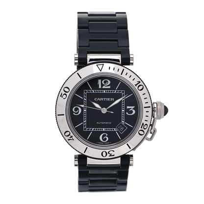 Cartier Stainless Steel Rubber 40mm Pasha C Seatimer Automatic Watch Black 1 of 4