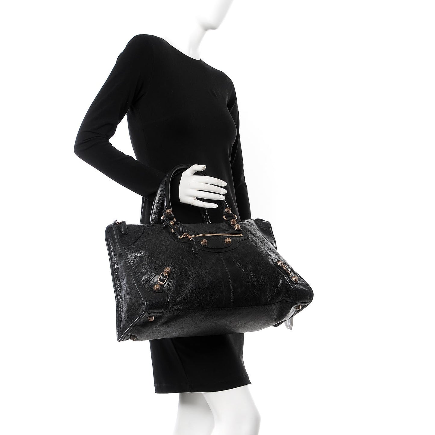 Agneau Giant 12 Rose Gold Hardware Work Black