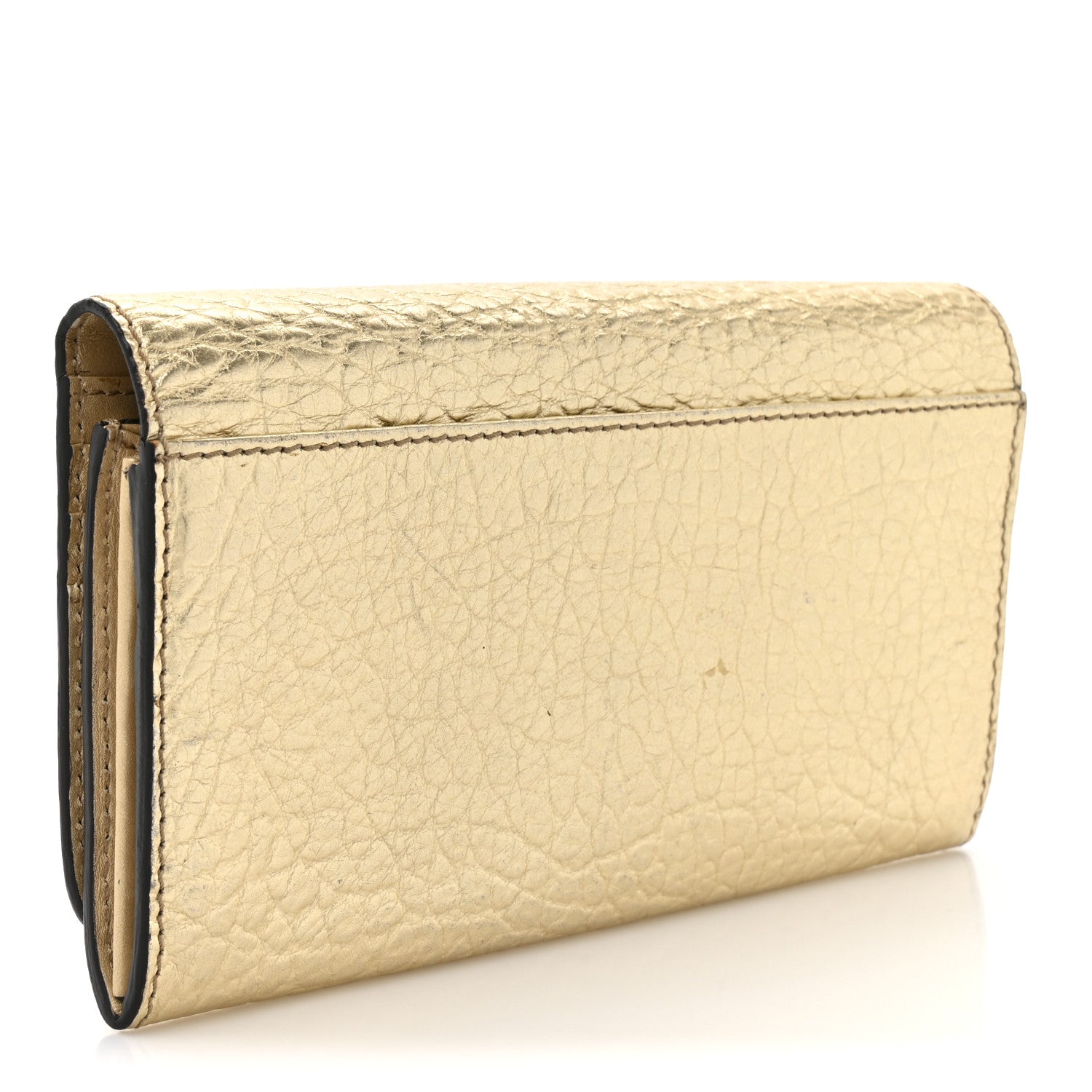 Burberry Metallic Heritage Grain Penrose Bow Continental Wallet Gold 3 of 9