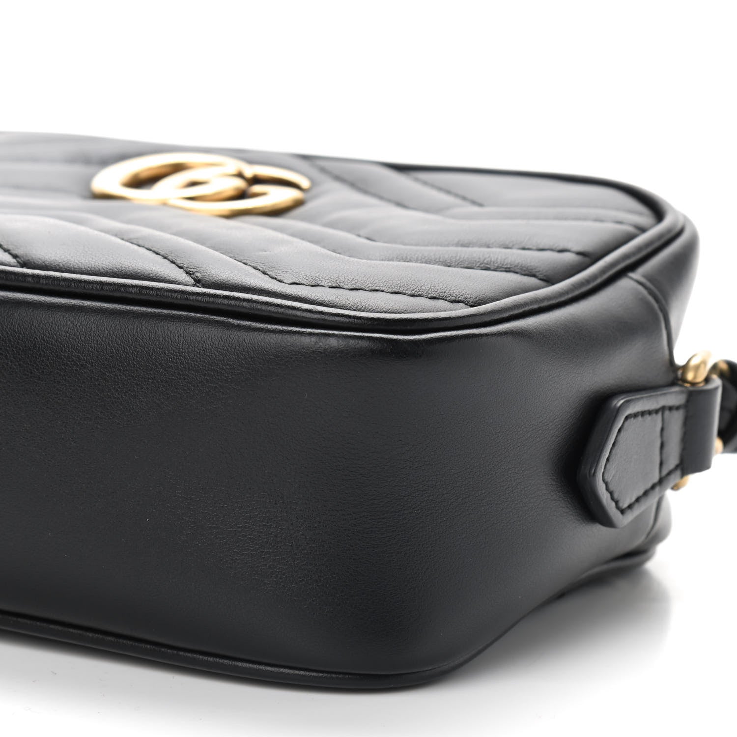 Gucci Calfskin Matelasse Mini GG Marmont Chain Shoulder Bag Black 9 of 9