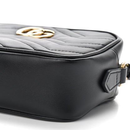 Gucci Calfskin Matelasse Mini GG Marmont Chain Shoulder Bag Black 9 of 9