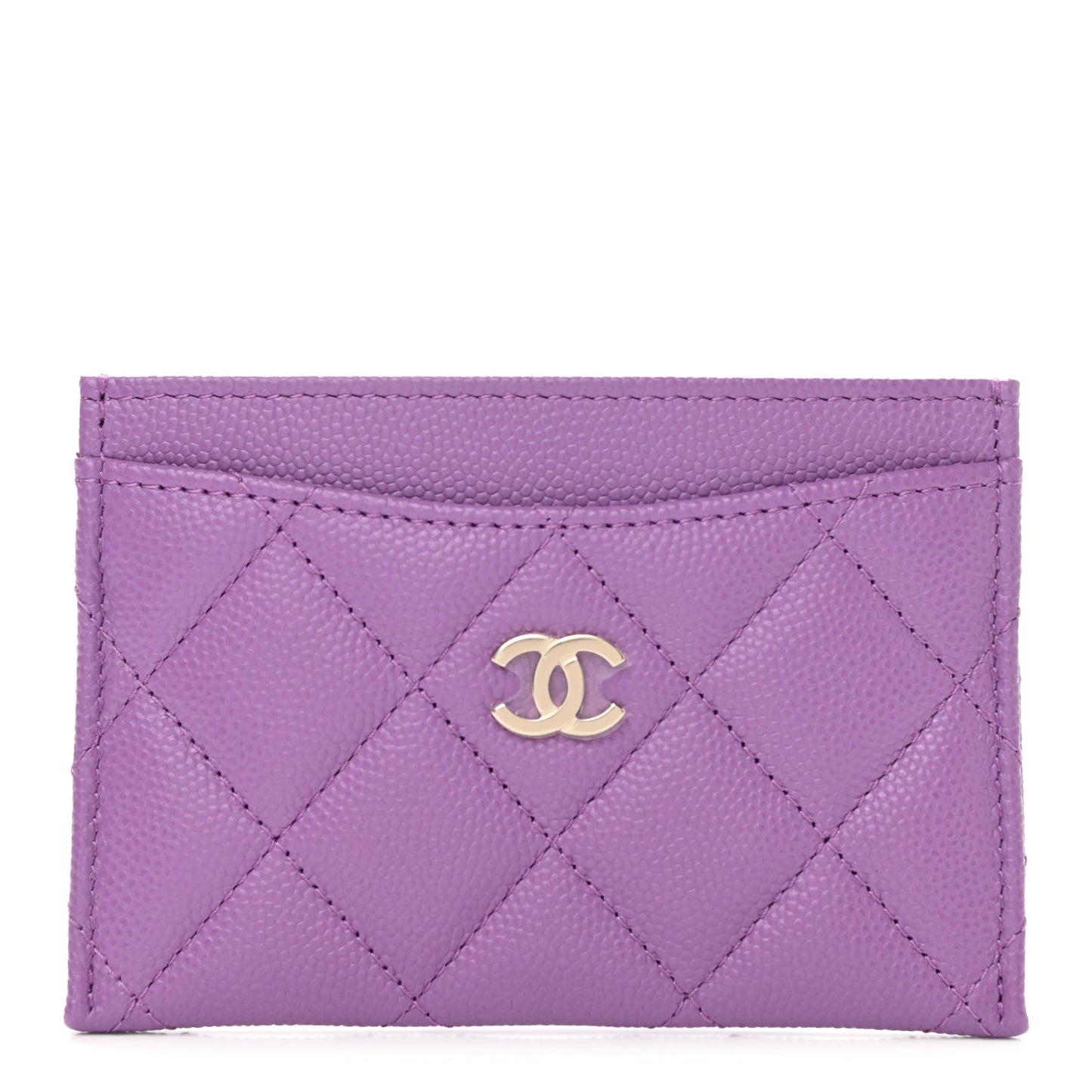 Caviar Quilted Card Holder Purple
