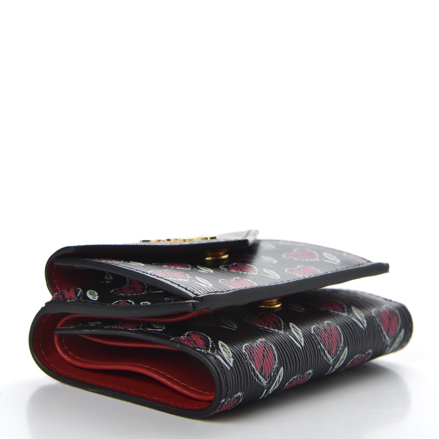 Prada Vitello Move Love Print Envelope Tri-Fold Wallet Black 4 of 7