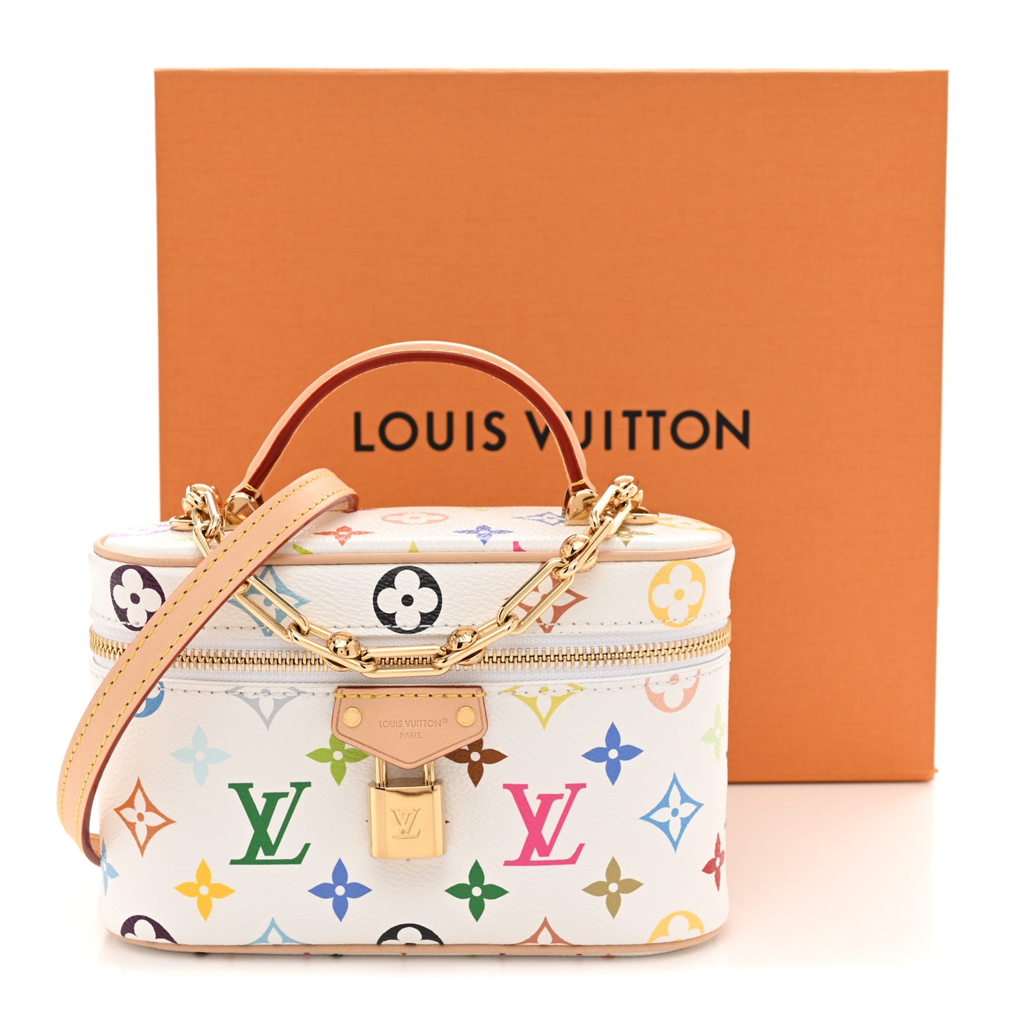 LV x TM Monogram Multicolor Vanity Chain Pouch White