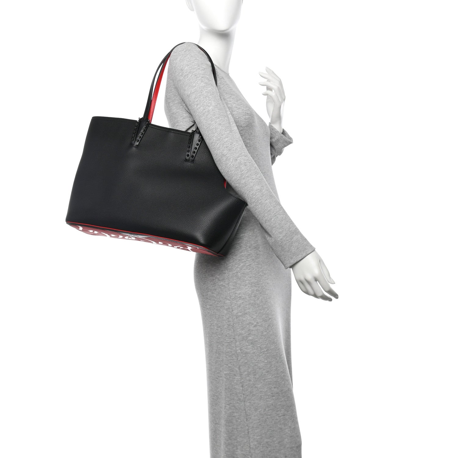 Christian Louboutin Calfskin Spikes Cabawouaf Dog Carrier Tote Black 2 of 10