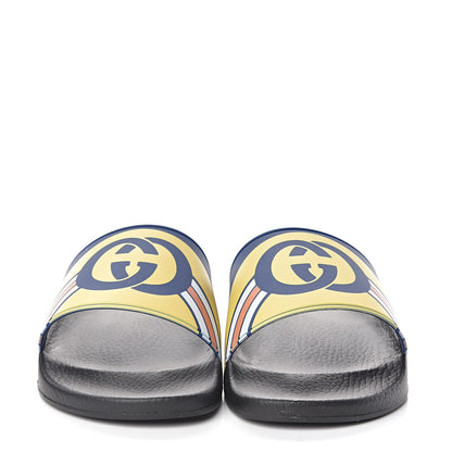 Gucci Rubber GG Rainbow Mens Pursuit Pool Slide Sandals 9 Electric Blue Multicolor 2 of 9