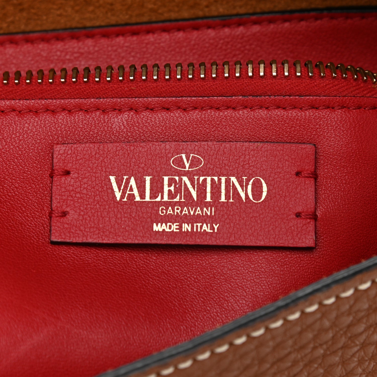 Valentino Garavani Pebbled Calfskin Small VRing Shoulder Bag Saddle Brown 2 of 8