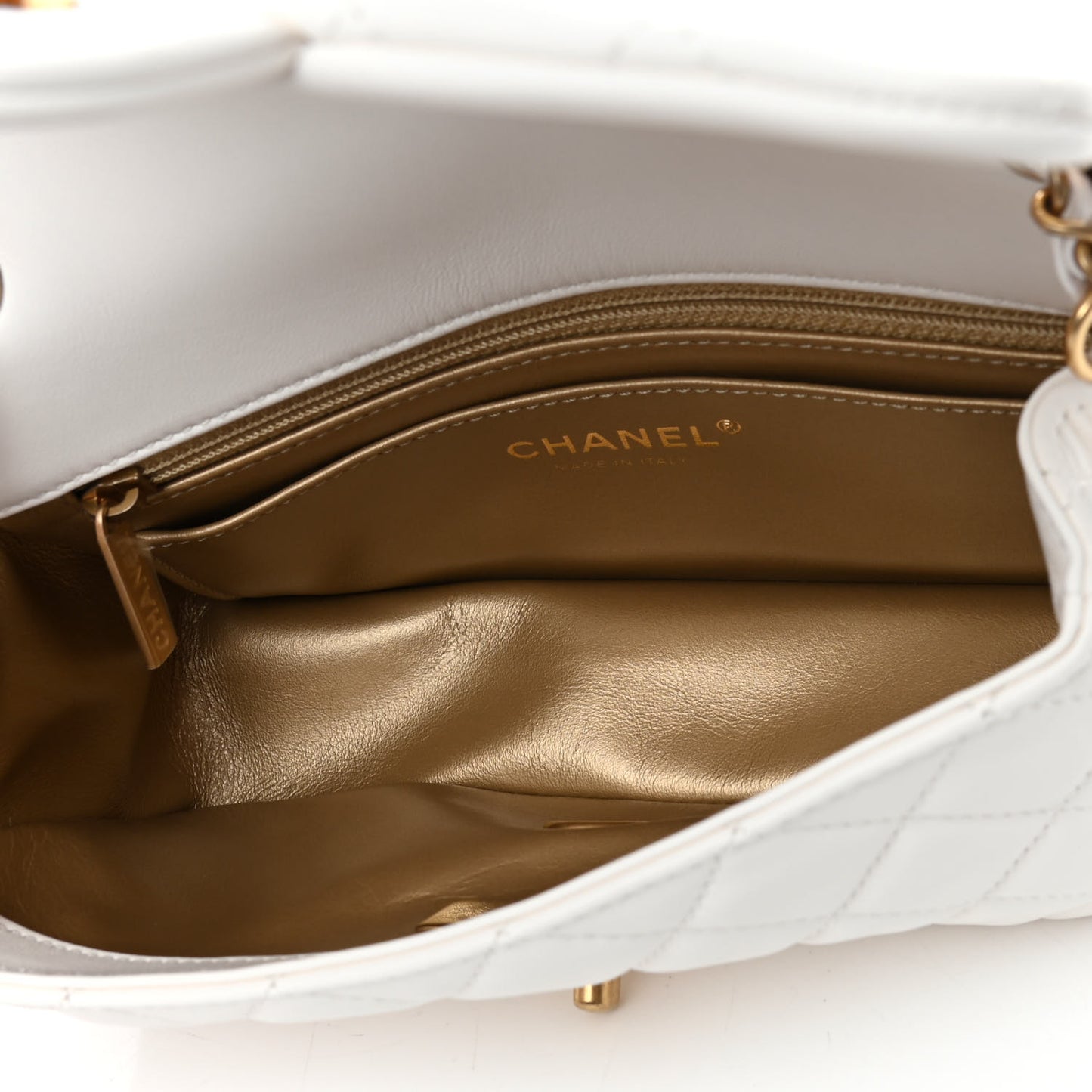 Lambskin Quilted Mini Rectangular Pearl Crush Flap White