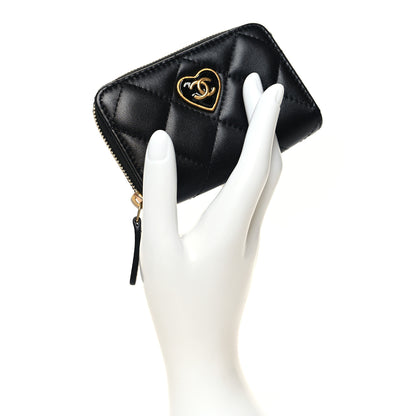Chanel Lambskin Plexiglass Quilted Coco Love Zip Coin Purse Black 2 of 9