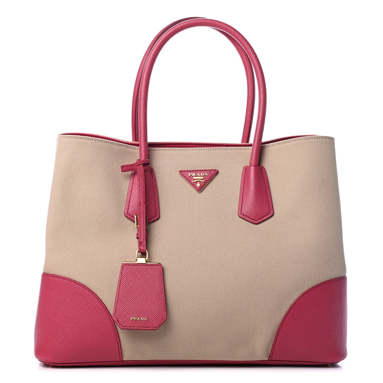 Prada Canapa Saffiano Large Double Bag Corda Peonia 1 of 4